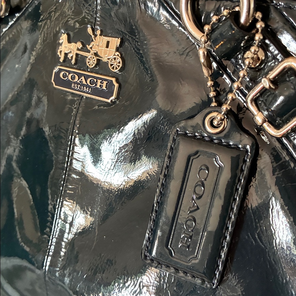 Coach Navy Madison Sophia Patent Leather Satchel - Picture 3 of 12